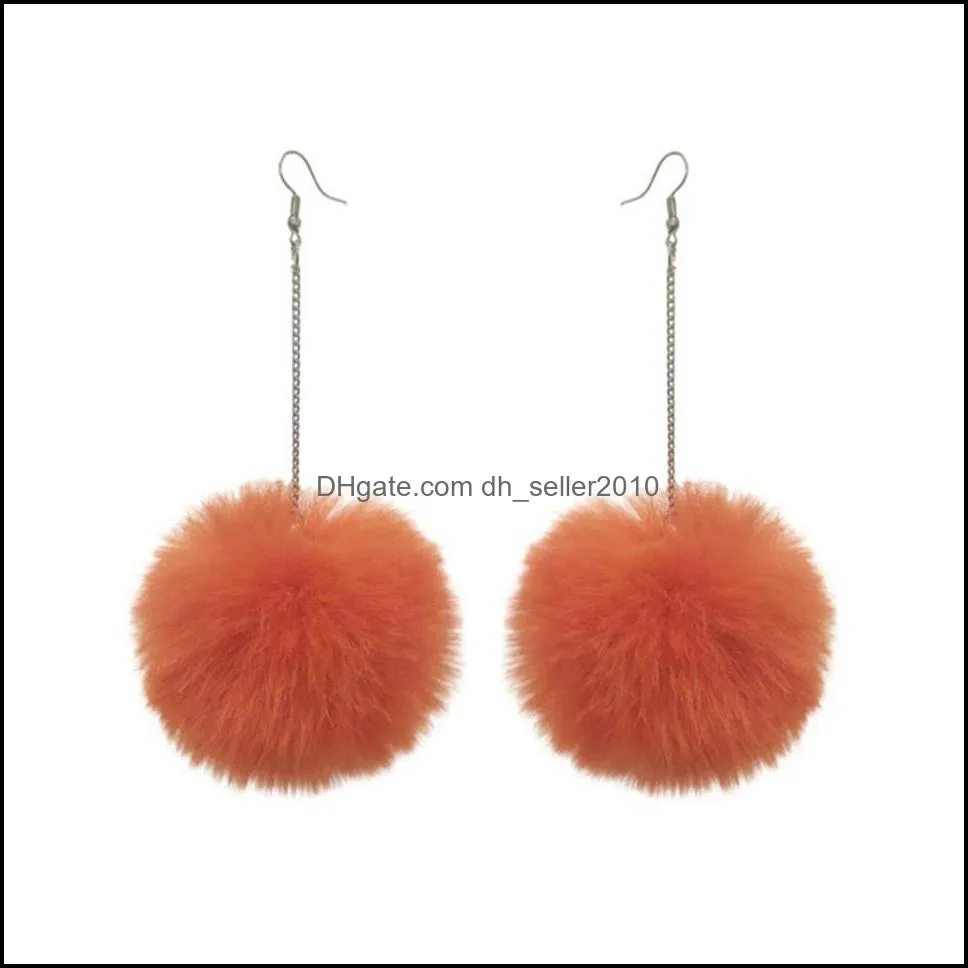 Charm Hot Pompom Fur Ball Dangle Earring Round Drop Earrings Fluffy Long Tassel Brinco Ear Drops Earring Fashion Jewelry For Women