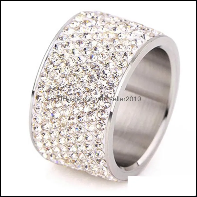 316L stainless steel Womens Wedding rings Jewelry anillos de acero inoxidable para mujer Wholesale CZ Crystal Pave