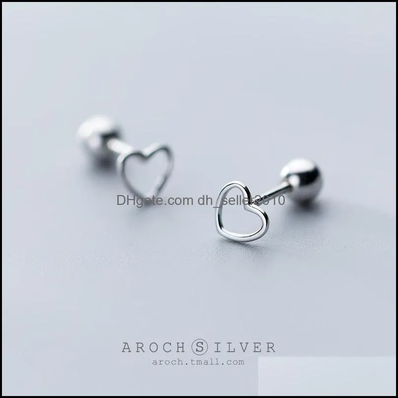 Stud 925 Sterling Silver Earrings For Women Wedding Engagement Party Heart Girl Hollow Minimalism Aretes 3503 Q2