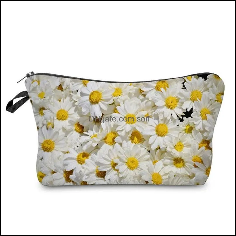 3D Digital Daisy Printing Clutch Bag Waterproof Home Furnishing Travel Ladies Handbags Dumpling Envelope Wash Storage Bags Customized 5XS