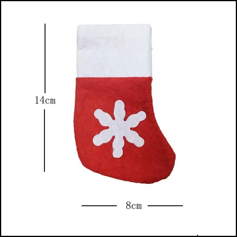 mini christmas stocking snow design xmas cute home decorations christmas socks christmas gifts bag spoons forks bag