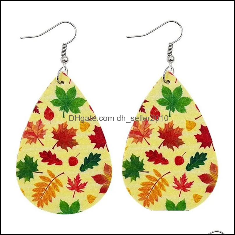 Drop Dangle Earrings Leather Pumpkin Autumn Maple Leaf Earring Women Oval Thanksgiving Day Jewelry Earrings 2 8cy G2B