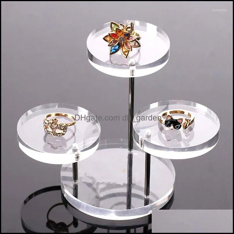 Jewelry Pouches Acrylic Display Necklace Bracelet Stand Rack Case Round Table Holder