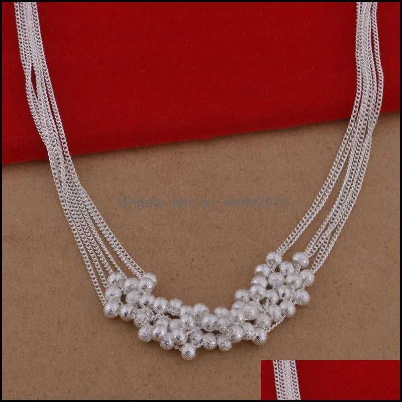 women`s gemstone 925 silver Necklace(with chain) 6 pieces a lot mixed style,bead flower sterling silver Necklace DFMN50 128 T2