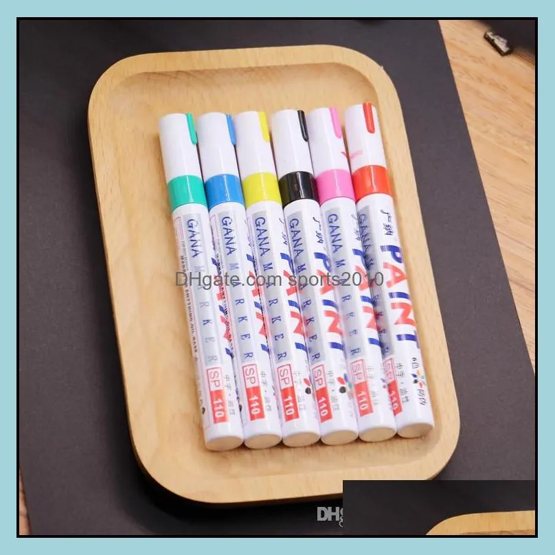 12x colorful waterproof pen car tyre tire tread cd metal permanent paint markers graffiti oily marker pen marcador caneta stationery
