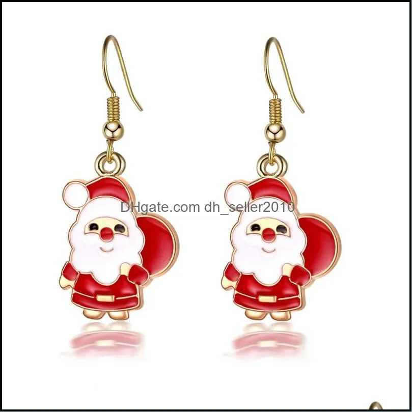 Christmas Women Alloy Earrings Jewellery Crystal Rhinestone Santa Claus Deer Cane Lady Fashion Dangle Eardrop 3 5md J2B