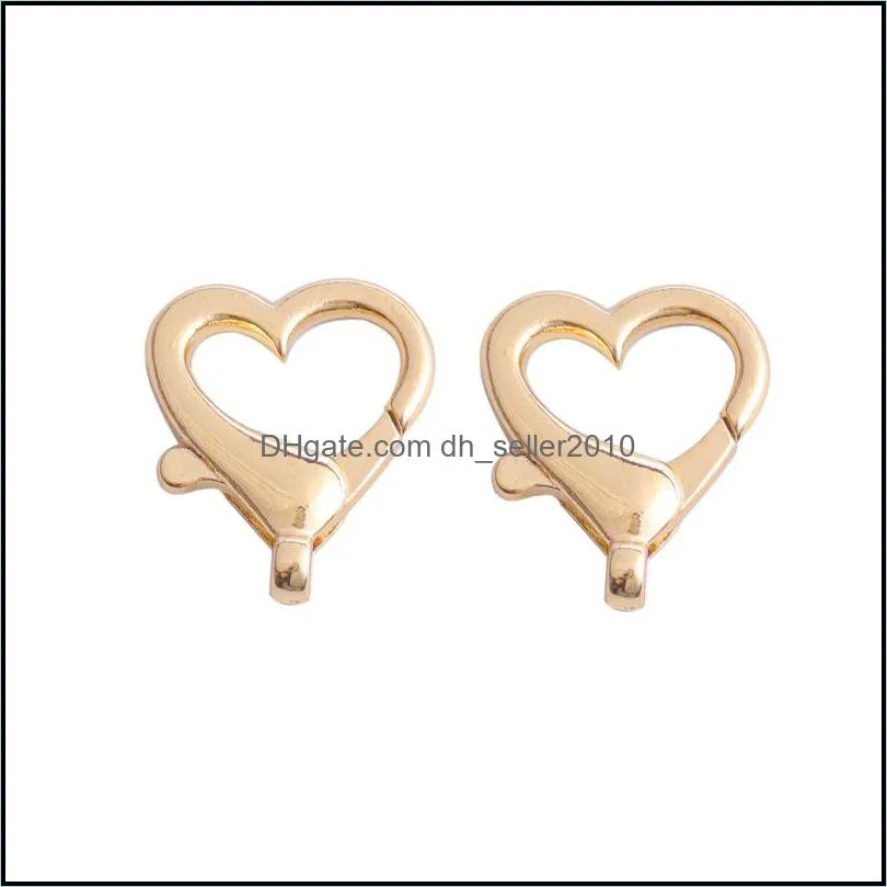 10pcs/lot Alloy Heart Shape Lobster Clasp Key Chain Split Hooks For DIY Jewelry Making Necklace Bracelet Connector Accessory 1182 Q2