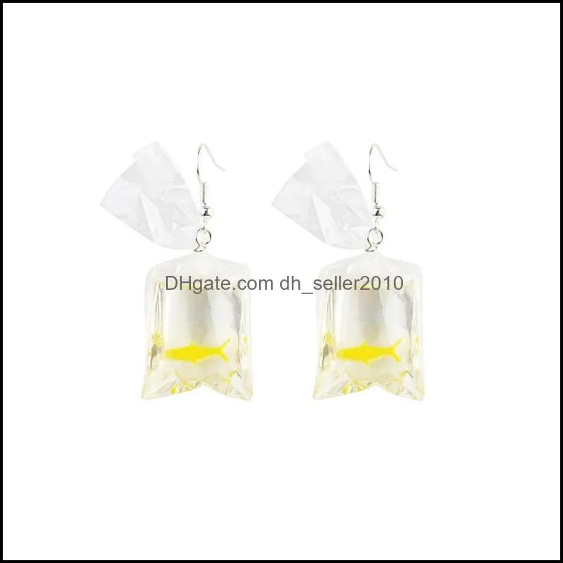 Originality Dangle Earrings Transparent Fashion Ear Pendants New Candy Goldfish Personality Resin Woman Lovely Eardrop Ornaments 1 65lx