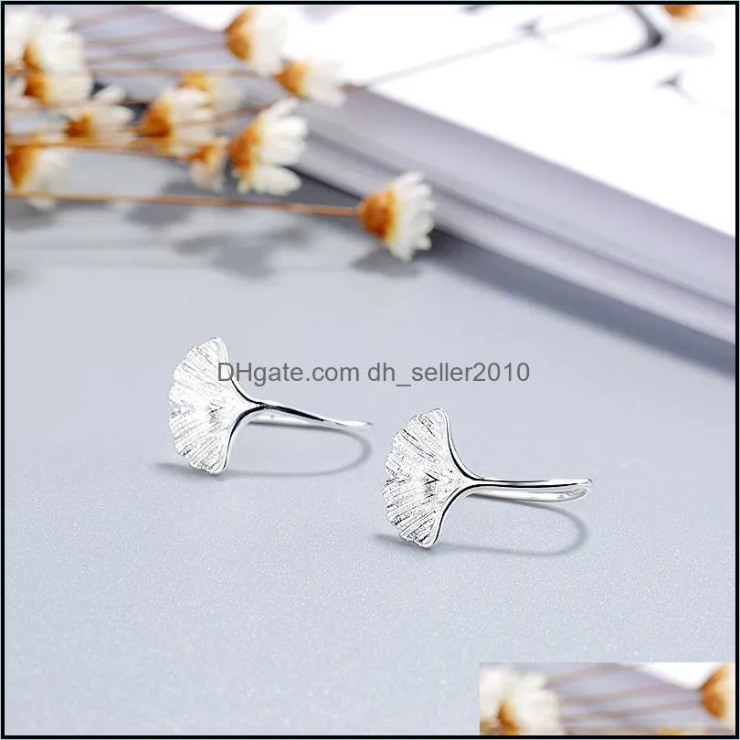 Ginkgo Leaf Ear Studs Jewelry Accessories Sweet Leaves Simple Copper Earhook Student Gifts Silver Plated Ears Hook Fashion