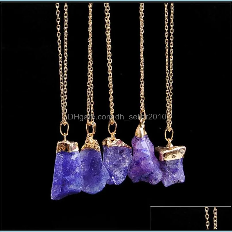 Colorful Natural Stone Crystal Necklace Women Pendant Necklaces White Pink Quartz Healing Chakra Men Necklace Jewelry Gift 191 Q2