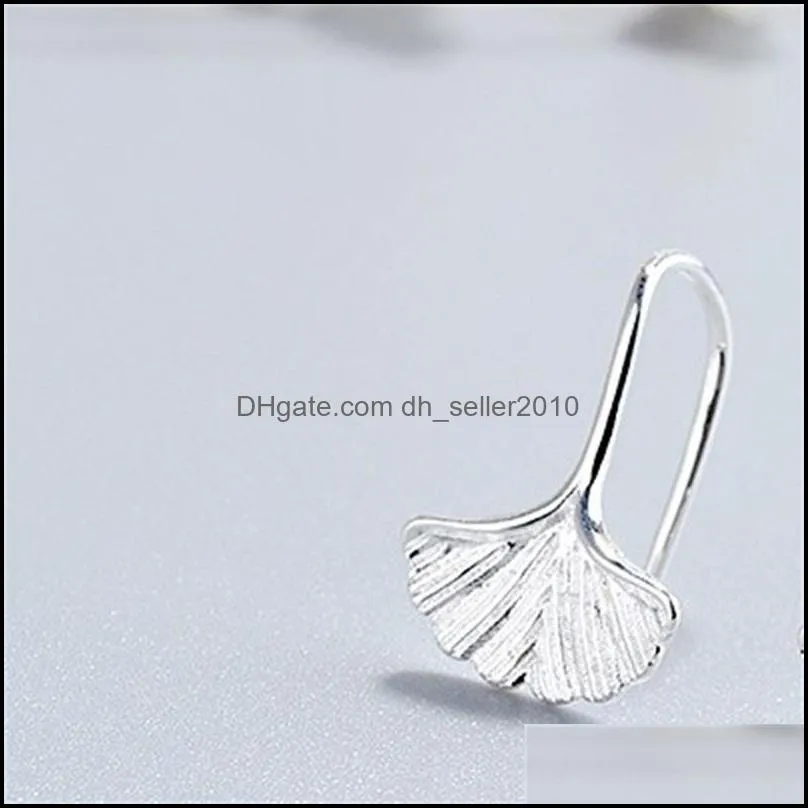 Ginkgo Leaf Ear Studs Jewelry Accessories Sweet Leaves Simple Copper Earhook Student Gifts Silver Plated Ears Hook Fashion