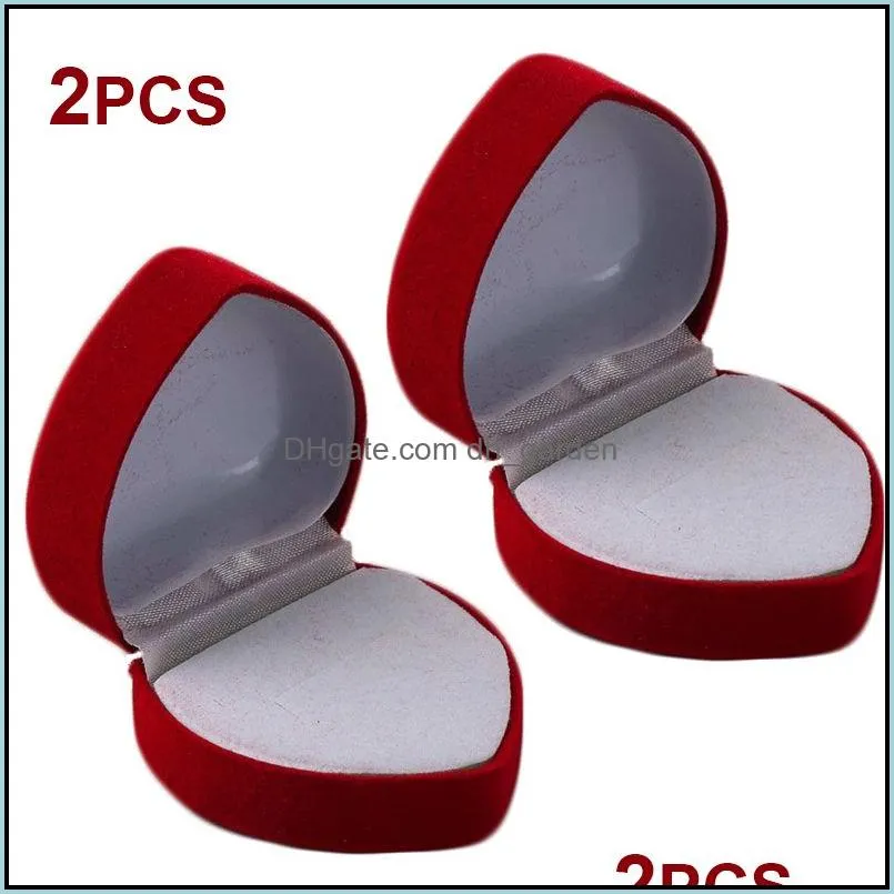 Jewelry Pouches 10pcs Red Engagement Velvet Heart Box Ring Case Wedding Earring Display Cases Holder Boxes Organizer