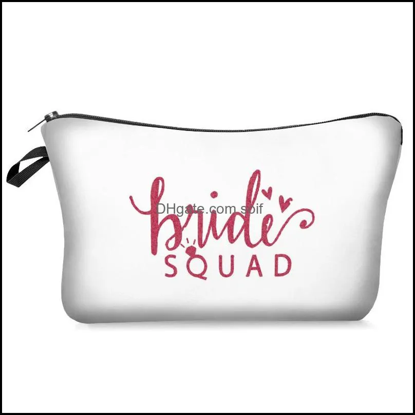 Bride Squad Cosmetic Clutch Bag Washing Room Travel Storage Bags Water Proofing Dumpling Shape Pochette Handbag Cute