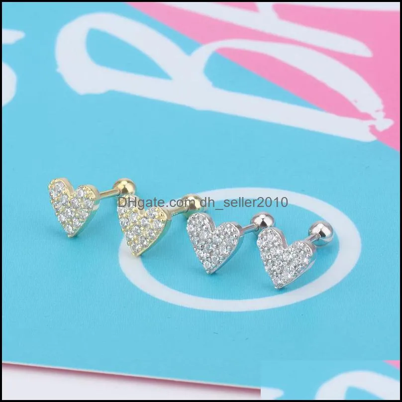 1PC Fashion Cz Ear Studs Cartilage Earring for Women 925 Sterling Silver Zircon Small Stud Earring Ear Piercing Jewelry Gifts 1442 Q2