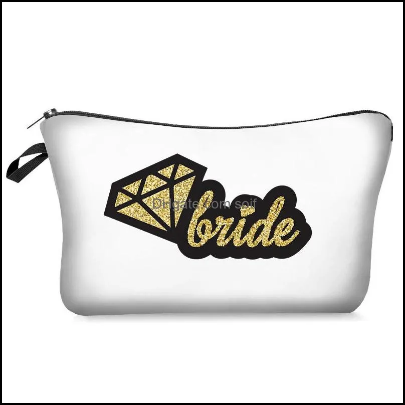 Bride Squad Cosmetic Clutch Bag Washing Room Travel Storage Bags Water Proofing Dumpling Shape Pochette Handbag Cute