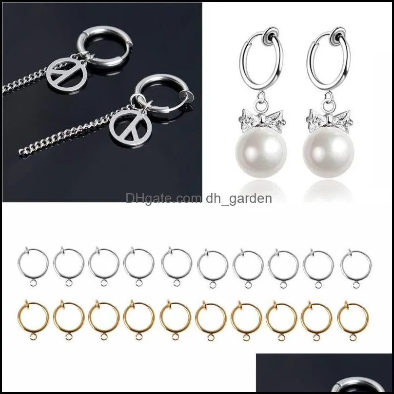 Jewelry Pouches Bags 10Pcs DIY Clip On Earring Converters Non-pierced Ear Round Hoops Finding Brit22