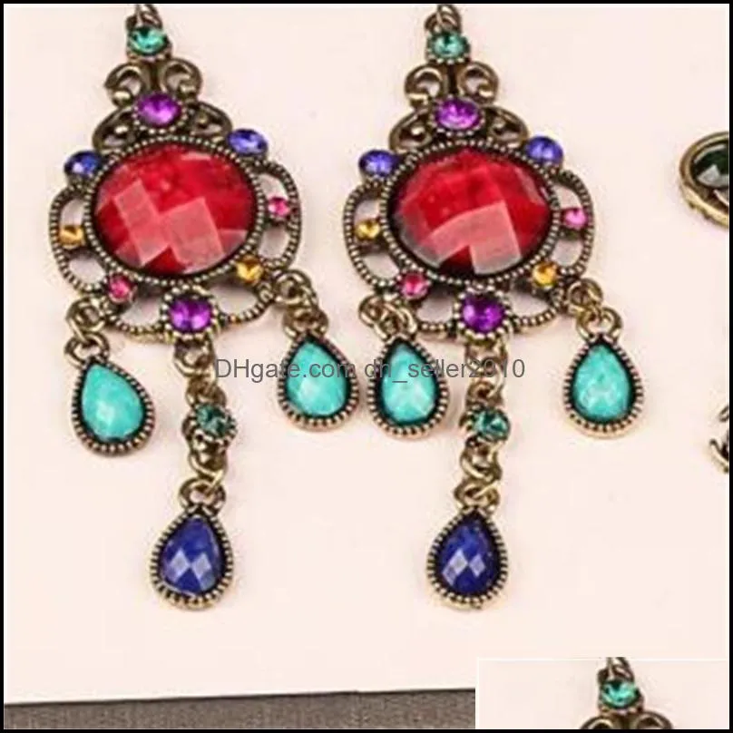 Colorful Vintage earrings For Women Bohemian mixed order Fashion jewelry 12pairs lot 175 U2