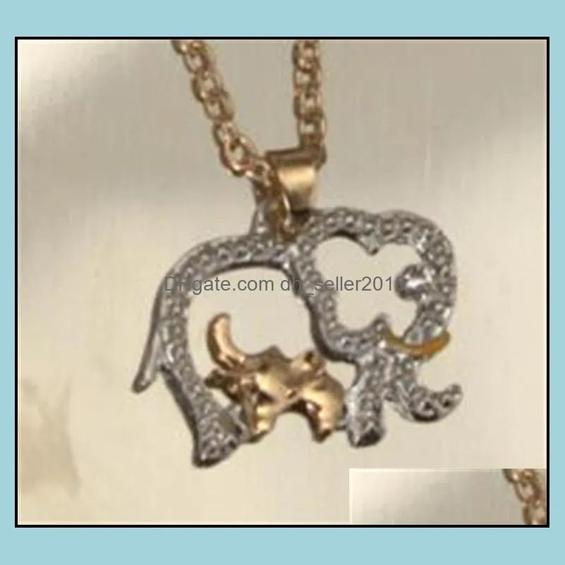 Two color size elephant pendant necklace fashion cute animal elephant pendant jewelry Msee pic`s Day gift wholesale