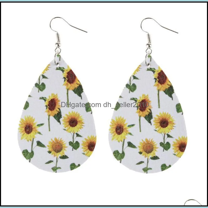 Sunflower Leather Drop Dangle Earrings 2020 Fashion Stud Earring Women Jewelry Ear Studs Flower Gift Ornaments 3sp F2B