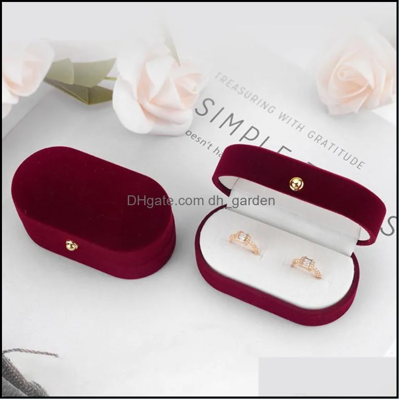 Jewelry Pouches Bags Velvet Trinket Box Ring Organizer Double Rings BoxJewelry Wedding Gift Joyeros Organizador De Joyas Brit22