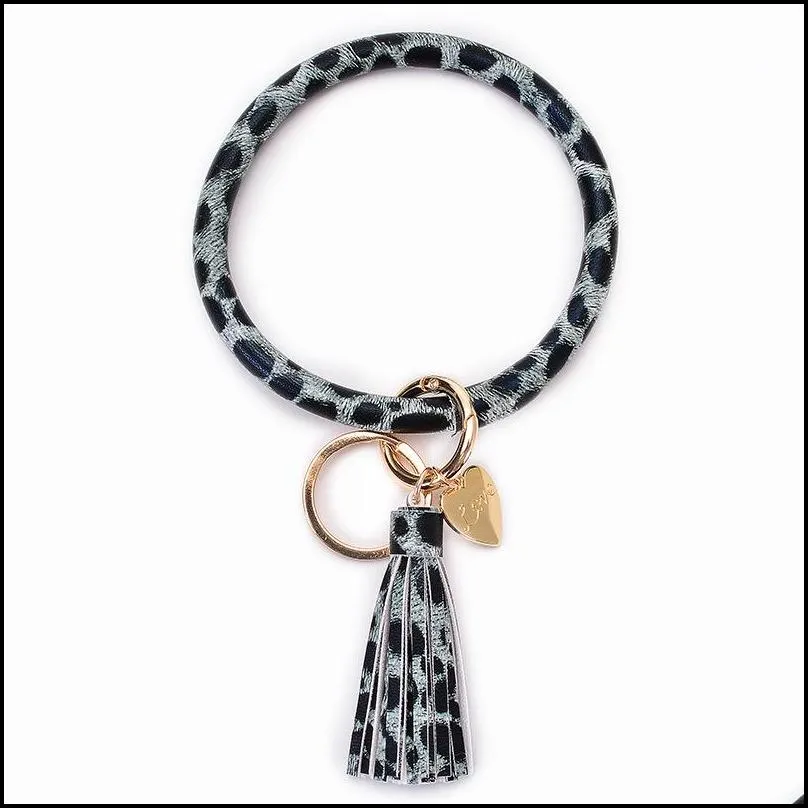 pu leather bracelet key ring peach heart tassel pendant pu leather bracelet key ring, fashion bracelet