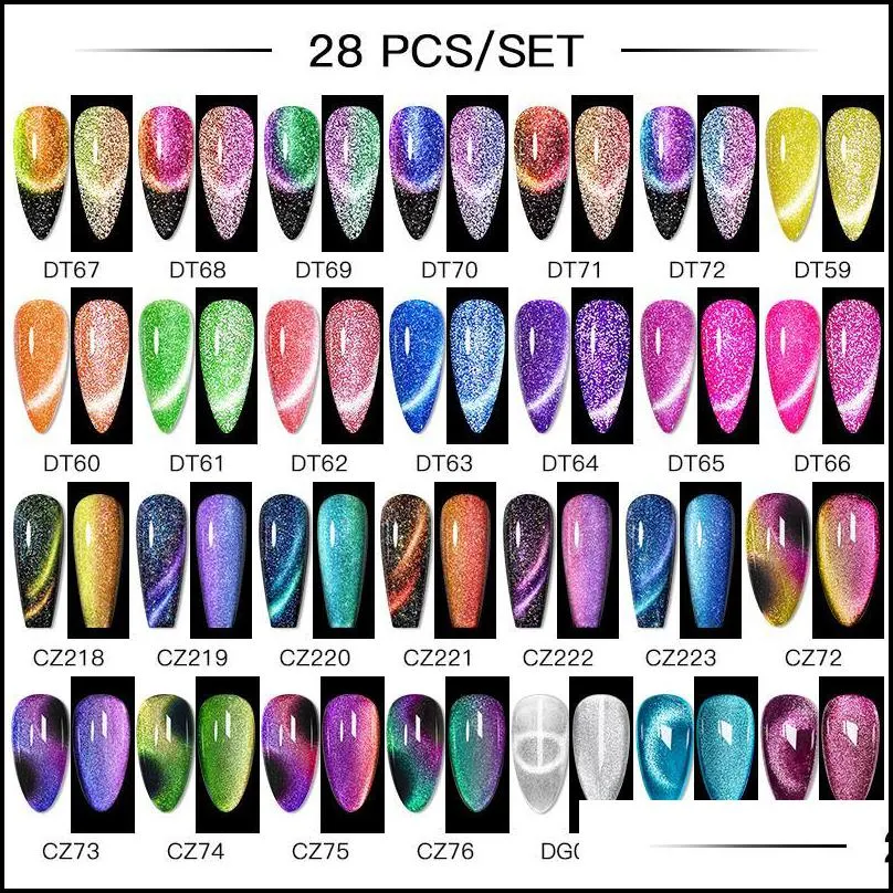 nail art kits 28/30bottle gel polish set reflective magnetic semi permanent varnishes soak off uv led base top coat kitsnail