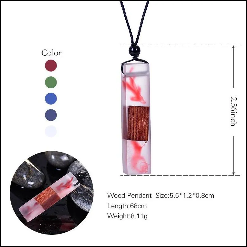 solid wood pendant ocean heart resin wood pendant necklace fashion manual polishing sweater chain