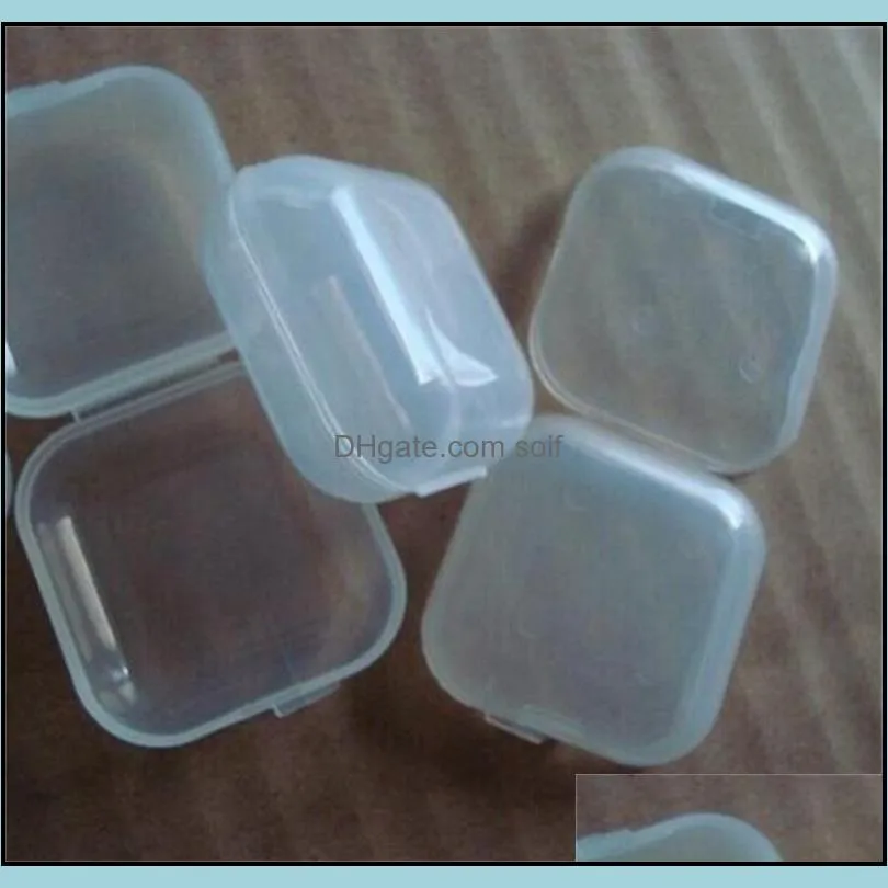Mini Square Box Storage Containers Jewelry Earplugs Case Plastic Cordless With Lids Transparent Convenient