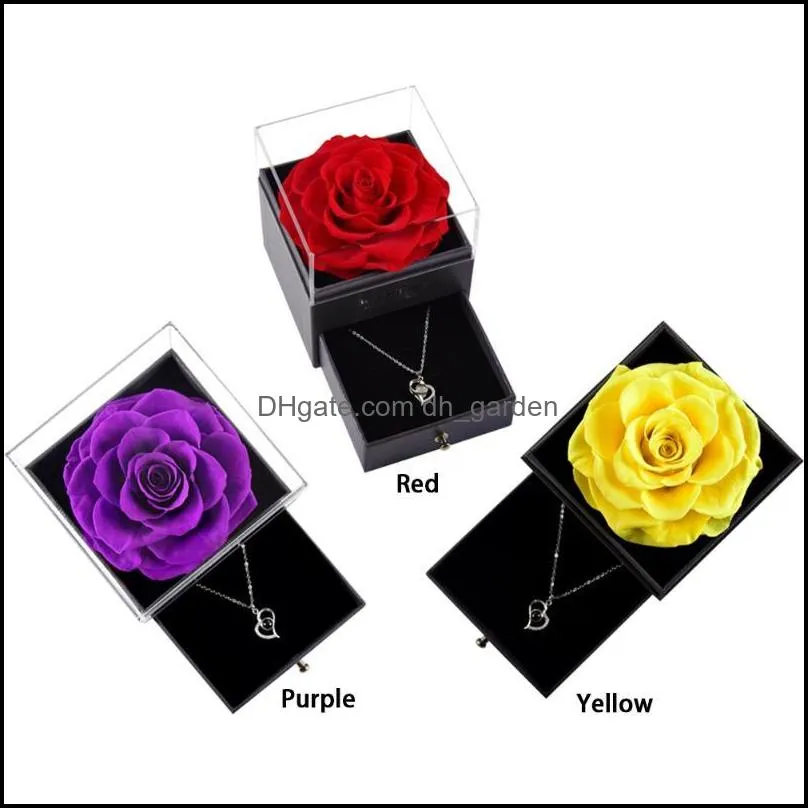 jewelry pouches bags unfaded flower rose box with surprise 100 languages i love you necklace strange gift for mother girlfriend brit22