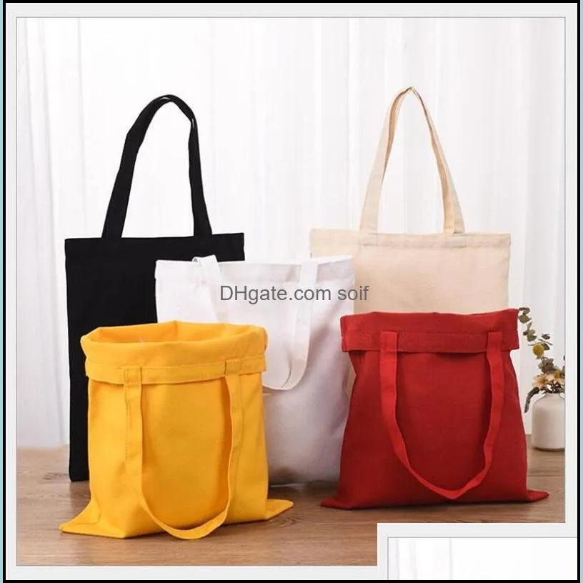 Canvas Casual Shoulder Bags Reusable Portable Hand Candy Gift Canva Bag Solid Color Large Capacity Storage 34*39cm 66 O2