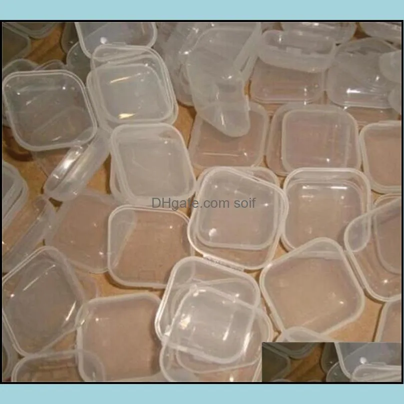 Mini Square Box Storage Containers Jewelry Earplugs Case Plastic Cordless With Lids Transparent Convenient