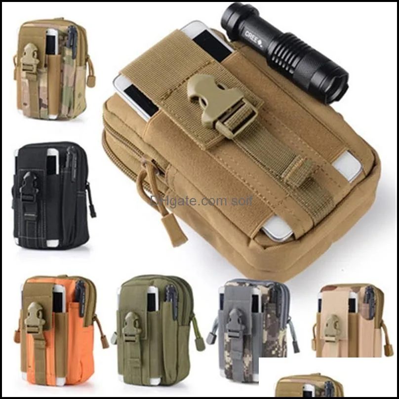 Man Outdoor Bags Multi Function Mobile Phone Waist Bag Molle Hanging Pack For Riding Camping Skiing Sports 7 5js H1