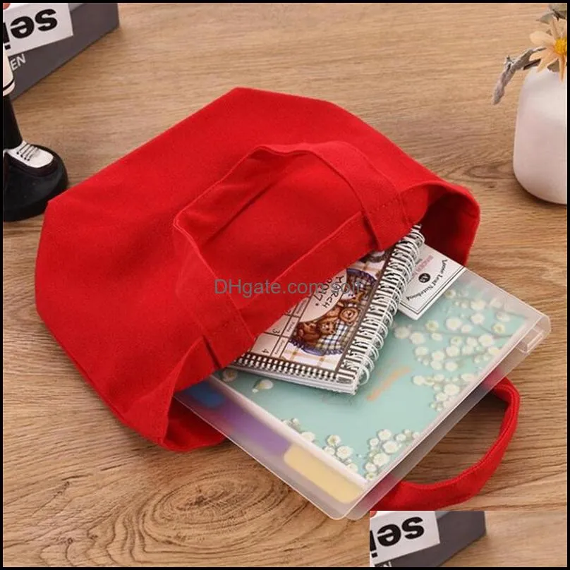 Canvas Casual Shoulder Bags Reusable Portable Hand Candy Gift Canva Bag Solid Color Large Capacity Storage 34*39cm 66 O2