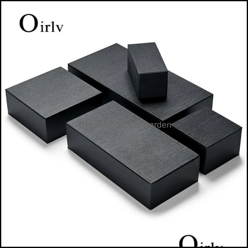 jewelry pouches bags oirlv black pu leather display prop sets 12 5 25cm rectangular stands for ring bracelet necklace brit22