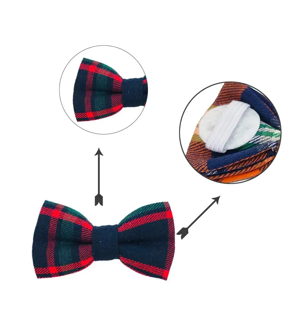 plaid small dogs collar bow ties puppies cats collar charms accessories slides attachment bowties for birthday wedding parties assorted