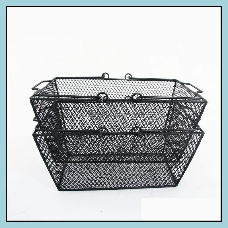 Metal Iron Wire Mesh Shopping Basket Sturdy With Handle Storage Baskets Resistance To Fall Skep