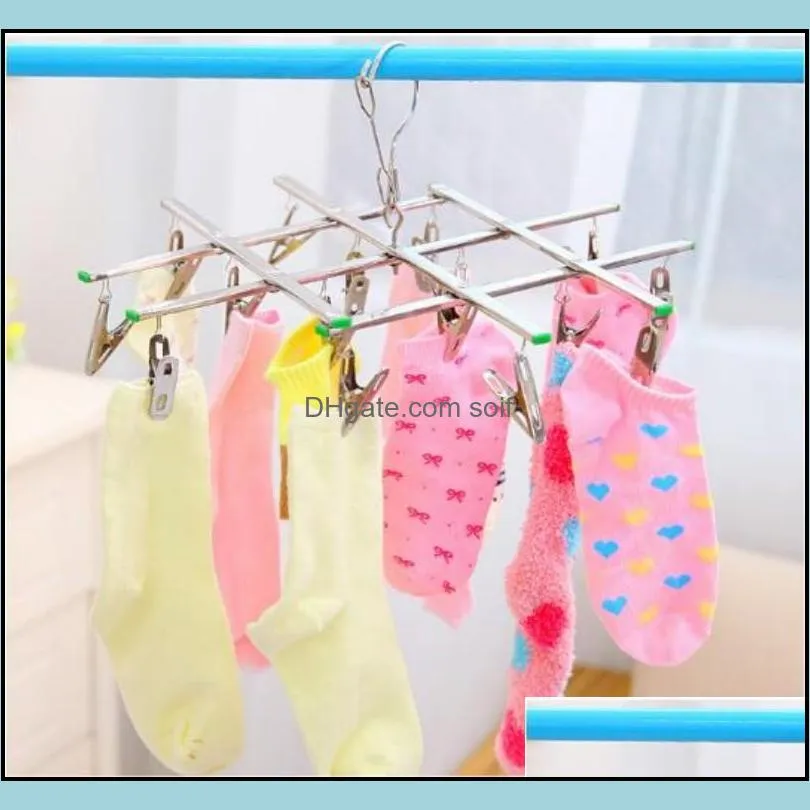 Practical Thicken Clothes Hangers Rust Proof Corrosion Resistant Folding Socks Racks Stainless Steel Telescopic Hanger Silver 6 5qx B