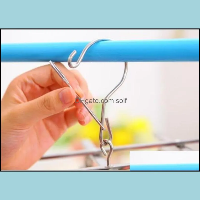 Practical Thicken Clothes Hangers Rust Proof Corrosion Resistant Folding Socks Racks Stainless Steel Telescopic Hanger Silver 6 5qx B