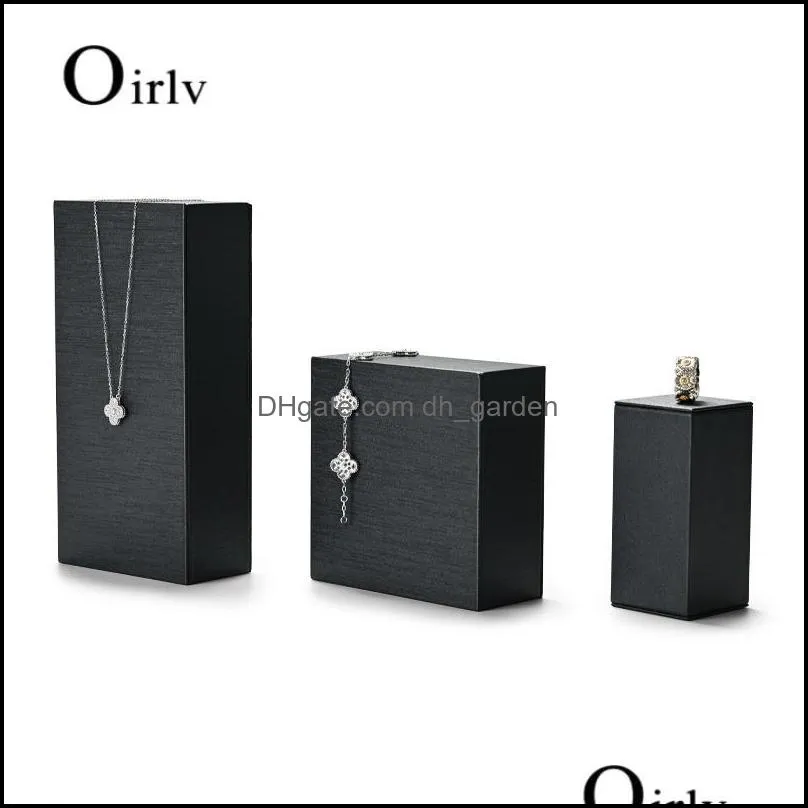 jewelry pouches bags oirlv black pu leather display prop sets 12 5 25cm rectangular stands for ring bracelet necklace brit22