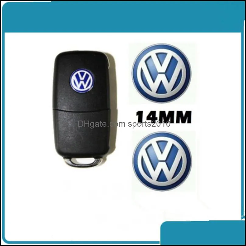 100pcs/lot car metal 14mm key fob logo badge emblem sticker key remote sticker high quality
