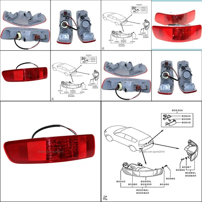 pair rear bumper right left tail fog light lamp fit for mitsubishi outlander 20072012 peugeot 4007 20072012 citroen ccrosser