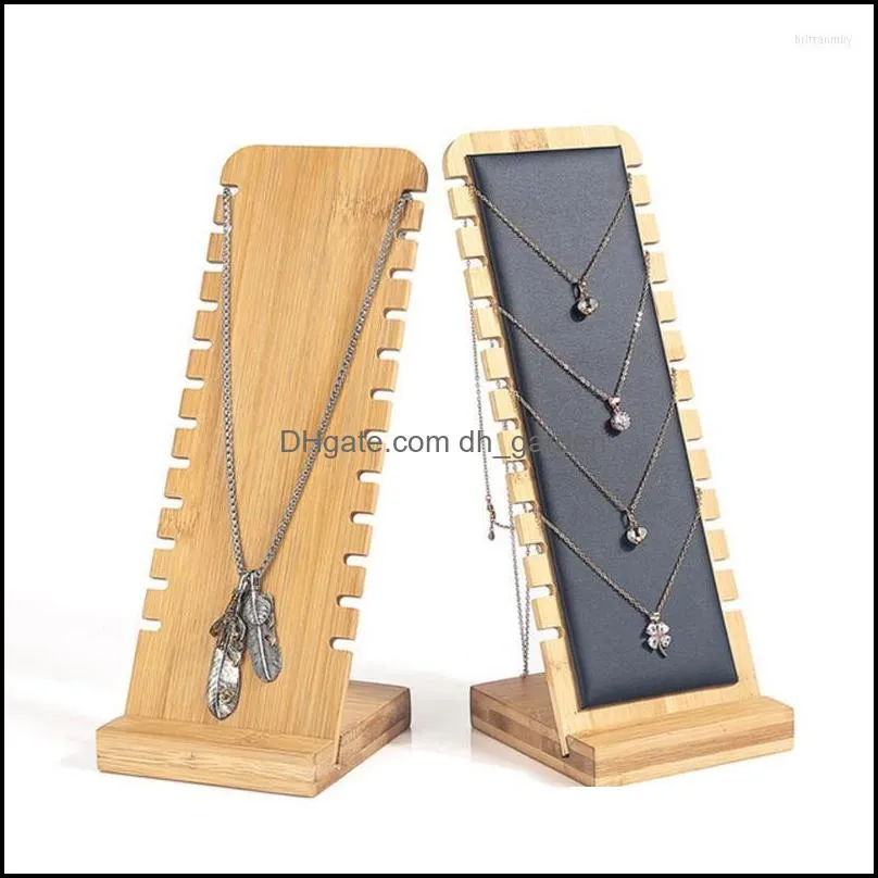 jewelry pouches bags bamboo display stand necklace wooden multiple easel showcase holder for necklacesjewelry