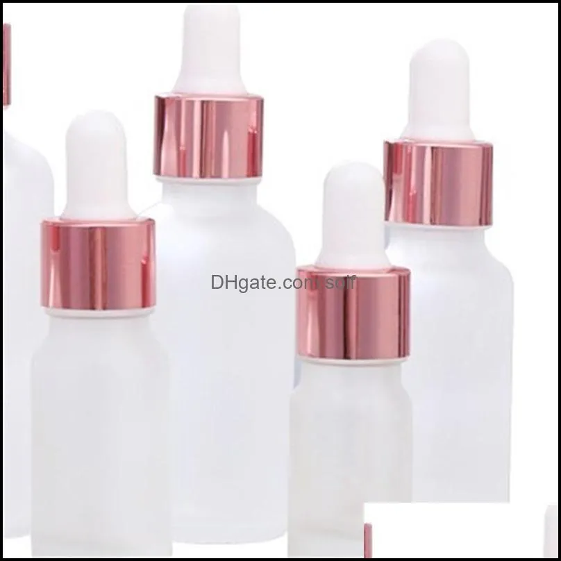 Clear Frosted Glass Essential Oil Perfume Bottle Liquid Reagent Pipette Dropper Bottle with Rose Gold Cap 5 100ml