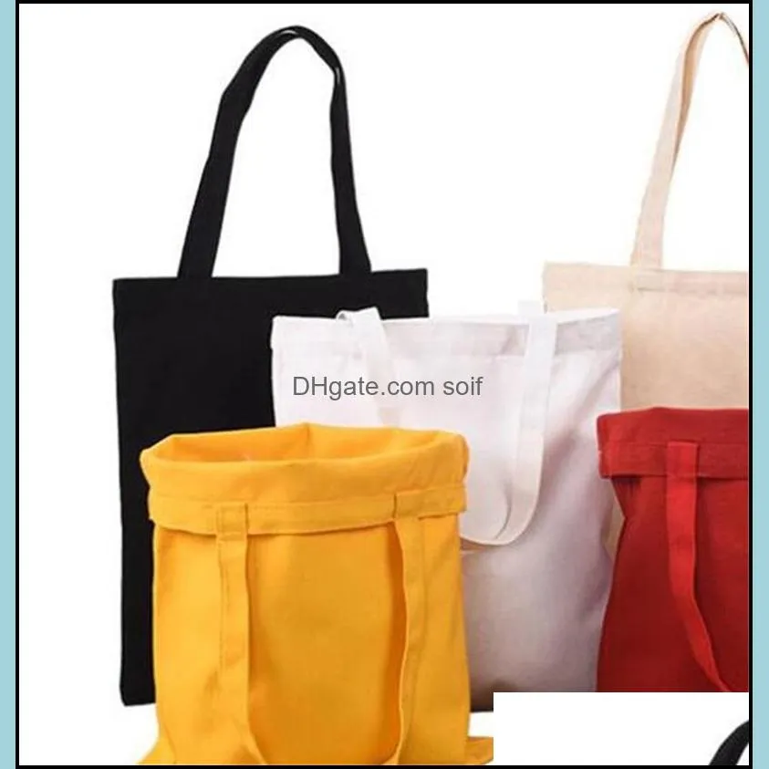 Canvas Casual Shoulder Bags Reusable Portable Hand Candy Gift Canva Bag Solid Color Large Capacity Storage 34*39cm 66 O2