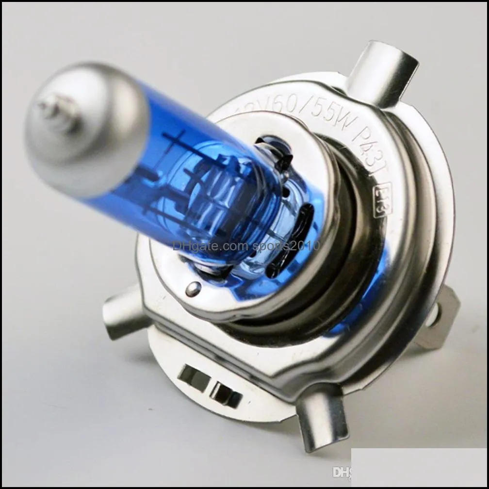 1 pair 12v 60/55w h4 halogen lamp 5000k headlight bulb xenon dark blue glass auto headlight super white shipping