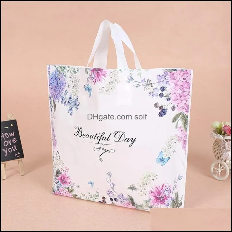 Fashion Printing Shopping Bag Woman Plastic Gift Wrap Storage Bags Heart Design Handbag Beautiful Day