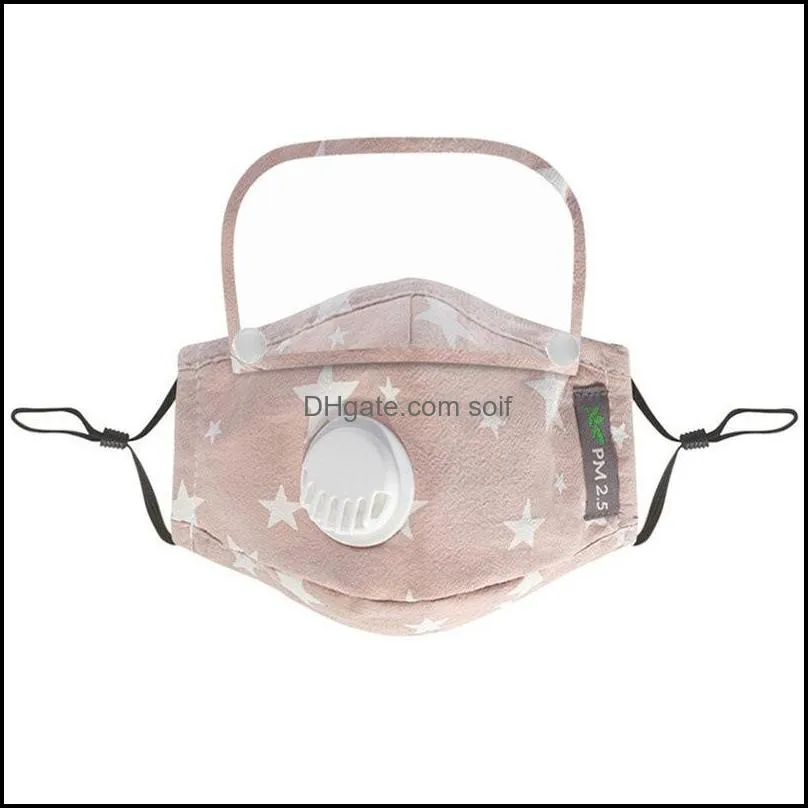 Masks kid`s Faces Mask with Shield Removable Washable Reusable Clear PM2.5 Dustproof Cotton Face Mouth 2psc Fi 11 J2