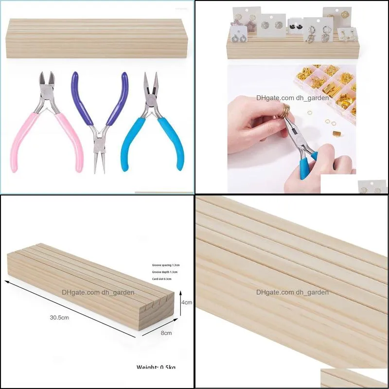 jewelry pouches bags 1 pcs solid wood earrings cardboard holders storage racks set longnosed round nose pliers brit22