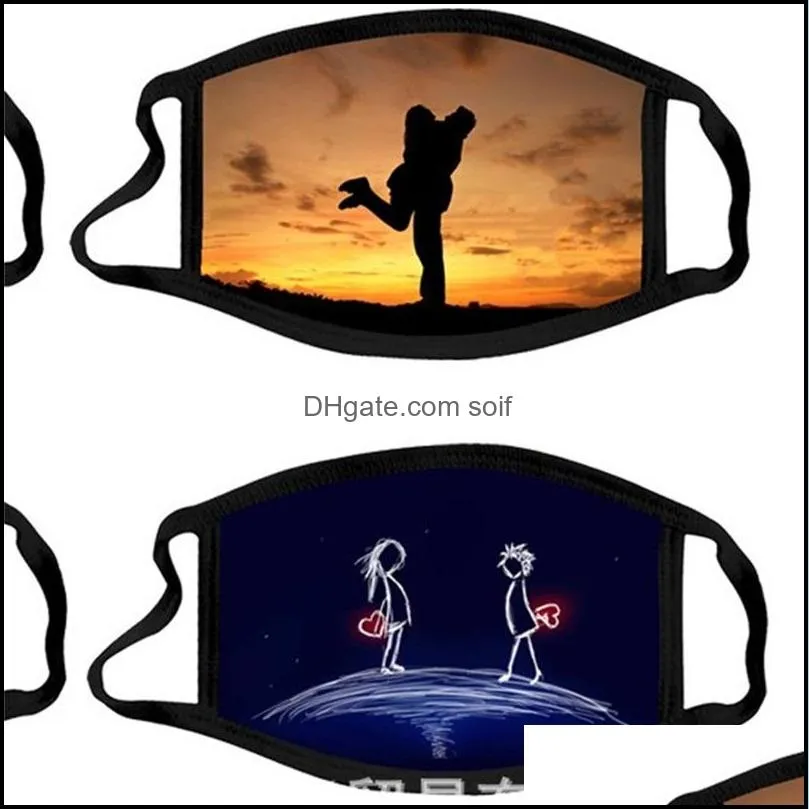 Valentine`s Day printing mask Washable Breathable face mask outdoor sport Windproof dust-proof Cycling Masks Designer