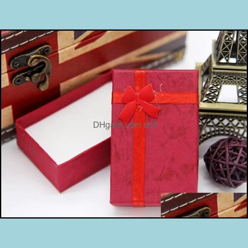 Bow Gift Box Multi Colour Necklace Pendants Earring Stud Organizer Jewelry Packing Paper Case